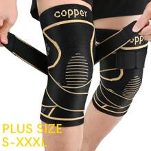 1 pièce Genouillère en cuivre avec sangle pour douleurs au genou chez les femmes et les hommes, manchon de compression pour le genou contre l'arthrite, la rupture du LCA, la déchirure du ménisque, soulagement de la douleur articulaire, support pour le genou pour le travail, la course, la musculation, accessoires de gym pour le soutien du genou