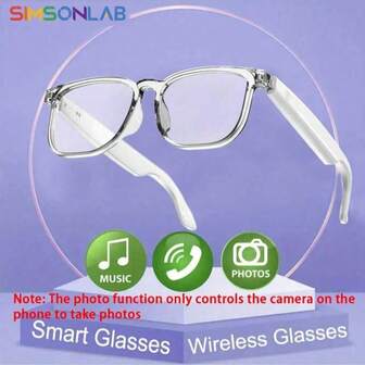 SIMSONLAB 2025 新款男女智能眼镜，AI 语音助手，接听电话，音乐控制，精准触控，驾驶户外商务，轻巧镜框，磁吸充电，减少眩光，智能控制操作