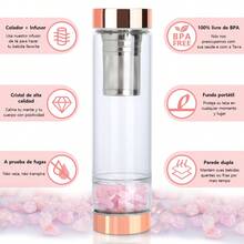 Botella de agua de cristal de energía de piedra natural,Botellas De Cuarzo de vidrio 450ML,Termos para agua,Piedra Curativa,Relaja,Caja de embalaje exquisita,Rose Gold - Rosa - Ver 8