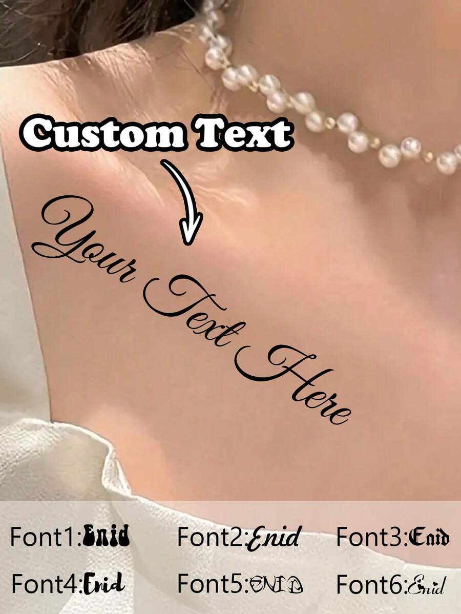 LICVIC 1-20pcs Custom Text Temporary Tattoo Stickers, Personalized Tattoo Sticker, Customizable Valentine's Day Gifts, Customized Letter Tattoo Stickers, Quote Tattoos, Suitable For Birthday Gifts Colorful, Leisure, Basics, Casual, Soft, Unique, Customized, Personalized, Custom, Ideal Gifts For Her, Girlfriend, Her, Boyfriend, Friends, Easy Comfort