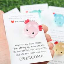 1-5pcs Cute Resin Hexagon Dragon Statue Figurines, Desk Decor, Come With Tiny Pocket Hug Card To Bring Comfort And Positivity To Loved Ones In Exams, Surgery Or Difficult Times, Wishing Them Good Luck