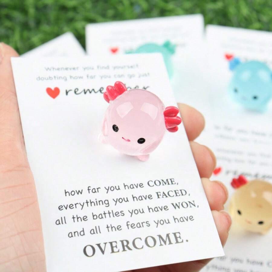 1-5pcs Cute Resin Hexagon Dragon Statue Figurines, Desk Decor, Come With Tiny Pocket Hug Card To Bring Comfort And Positivity To Loved Ones In Exams, Surgery Or Difficult Times, Wishing Them Good Luck