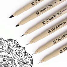 Set de 6 bolígrafos de punta fina negros en miniatura, bolígrafos de múltiples tamaños de línea para dibujos, ilustraciones, bocetos, animación, de vuelta a la escuela