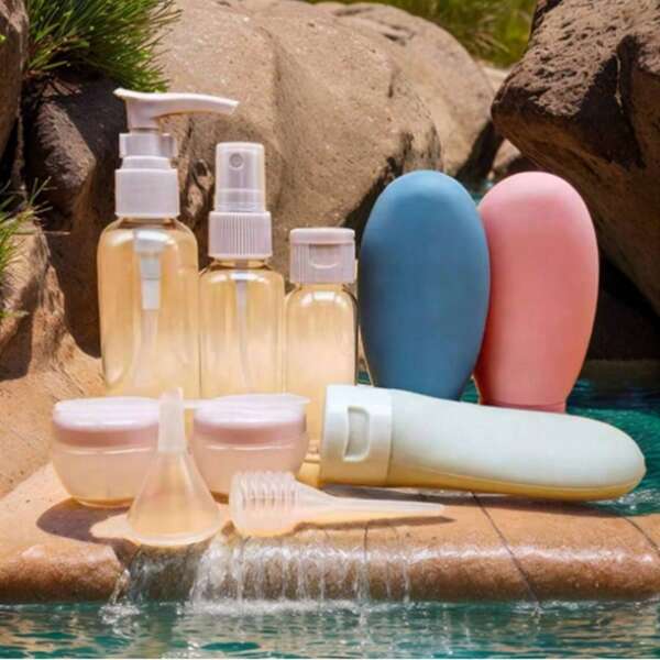 11/8/3pcs Travel Refillable Bottle Set Spray Lotion Shampoo Shower Gel Tube Bottling Cosmetic Empty Liquid Container Portable Tool Refill Random Delivery Back To School