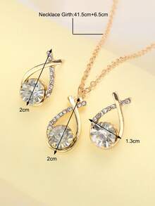 3 Stücke/Set Damenschmuckset mit gekreuzten Zirkonia Wassertropfen Anhänger, Ohrringe und Halskette (ohne Geschenkbox)