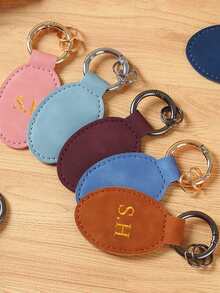 Personalized Custom Name Oval Faux Leather Lady Keychain Vintage Customized Letters Key Accessories New Simple Unisex Keyrings