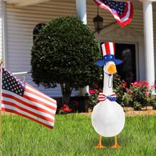 Shyyween 4th Of July Goose Outfit Set 23"/ 17'' Plastic Lawn Porch Patriotic Goose Clothes Outfit For Outdoor Patio Yard Lawn Art Decoration(Bowknot)