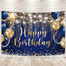 1 Stück glänzender Navy Blau & Königsblau Geburtstags Hintergrund, goldene Polka Dot Luftballons, magische Kuchentisch Dekorationen und Foto Banner