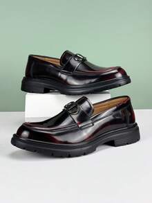 Salkin New Fashion Men's Slip-On Loafers, Elegant Gentleman Social Shoes With Buckle, Solid Color Breathable Uppers, Non-Slip Durable Soles, Casual Daily Wear, Business Formal, Graduation Ceremony, Office Party, Wedding Groom Shoes, Seasonal Gift, Spring/Summer/Autumn. Note: Runs Large, Suggest Ordering One Size Down - Burgundy - View 9