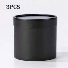 3PCS Luxury Flower Boxes With Lids Round Florist Present Packaging Cardboard Box For Flowers, Nested Floral Bouquet Favor Box - 黑色 - 查看 6