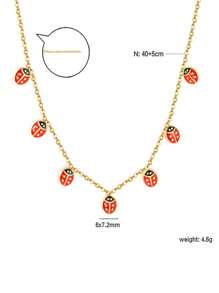 1 pieza Collar de acero inoxidable dorado con forma de escarabajo lindo, accesorio de moda para mujer, estilo bohemio vintage, joya de regalo para fiestas