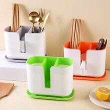1pc Multi-Functional Groove Cutlery Holder, Lightweight Luxury Draining Chopsticks Barrel, Spoon Rack - Multicolor - View 7