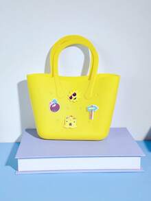 1pc Silicone Perforated Tote Bag DIY, Parent-Child Portable Organizer Perforated Hollow Handbag, Suitable For Beach, Phone, Maternal And Infant, Outing - Beach Bag Type B - View 4