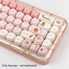 Happy Dog Keycaps, Blue Cute Cartoon MOA Hot Sublimation 75/98 Key Full Set Mechanical Keyboard Caps