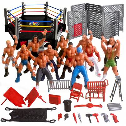 Wrestling Arena Model Playset - Muscular Gladiator Action Figure Toys, Roleplay Playset