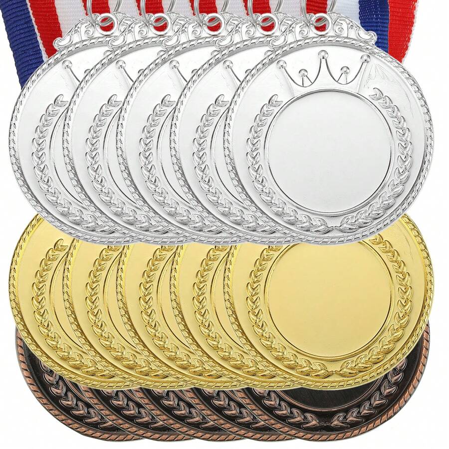 Blank Award Medals, Award Medals With Neck Ribbon, Make Your Medals Kit, Winner Medals Prize For Sports Games Competitions - Gold Silver Bronze-2 - View 1