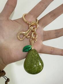 1 pieza Colgante con diseños de manzana, fresa y pera, nuevo gran colgante de cristal con forma de manzana y fresa, colgante de llavero, dije de manzana con mosquetón, accesorios brillantes de resina y metal, adecuado como regalo, recuerdo, accesorio para coche, bolso o mochila escolar para mujer