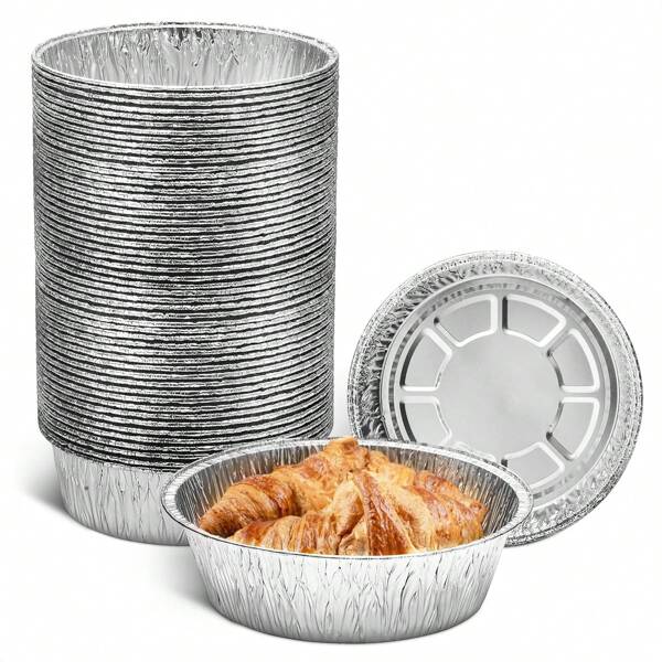 JiaWang 10/20/30 Stücke Einweg Rund Aluminium Folie Schalen ohne Deckel, ölresistent, 9 Zoll * 9 Zoll * 1,5 Zoll Aluminiumfolie Behälter für Luftfritteuse zum Braten, Backen, Kochen, Grillen, Aufwärmen, Gefrieren & Ofen