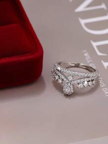 1pc Minimalist Fashionable Unique Luxury Crown-Shaped Cocktail Ring, Gift For Ladies, Mother's Day, Party, Birthday