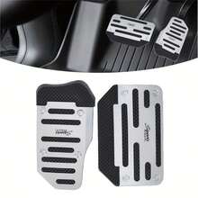 Aluminum Alloy Car Pedal Cover - Non-Slip Durable Foot Pad, Available In Red, Blue, Silver, Pink - Fit For Most Automatic Transmission Vehicle Models - Multicolor - View 3