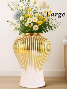 Gold Ceramic Flower Vase, Light Luxury Home Accent For Modern Living Room, Summer Refresh & Mother's Day Gift
