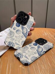 1pc Classic Shell Pattern Soft TPU Phone Case, Anti-Fall Design, Compatible With IPhone And S15/S15Plus/S15Pro/S15ProMax