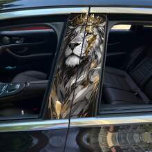 2 piezas Calcomanías de coche con diseño de león majestuoso - PVC, adhesivos duraderos para pilar de puerta y ventana trasera con diseño de animal noble, ideal para decoración y protección de vehículos, adhesivo para ventana de coche | Sofisticado adhesivo | Acabado brillante, calcomanías para coche - Multicolor - Ver 3