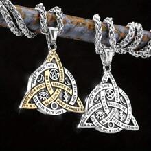 Collier pendentif avec nœud celtique de sorcière viking pour hommes, chaîne à runes, Odin gothique, acier inoxydable, amulette de protection, cadeaux de bijoux
