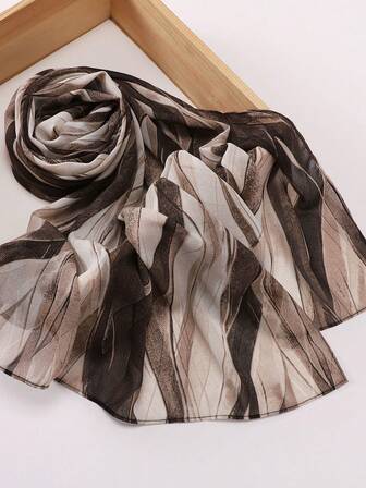 צעיף חיג'אב רך מודפס בצבע עניבה לשמלה 1pc