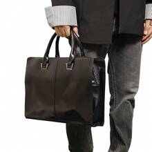Bolso bandolera para hombre, maletín para portátil vintage, mochila vintage, bolso de hombro vintage para oficina, negocios, viaje, universidad, en marrón/negro - Ver 5