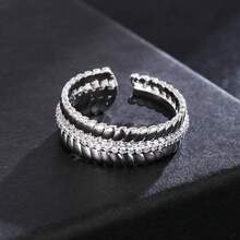 1 pieza Anillo abierto clásico con circonita cúbica de moda, adecuado para uso diario, de fiesta y casual de mujeres - anillo abierto - Ver 9