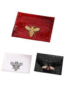 1pc Cute Solid Color Bumblebee & Crocodile Pattern Casual Multi-Card Holder Card Case Wallet For Women Card Wallet Wallet Mini Wallet Purse Wallet - Burgundy - View 2