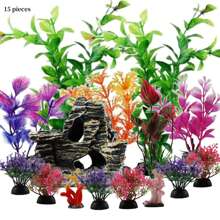 10 piezas de algas marinas artificiales para acuario, decoraciones de plástico para pecera