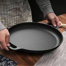 1pc Multi-Functional Cast Iron Skillet - Non-Stick Suitable For Pizza, Grill, Pancake - Compatible With All Stoves, Ideal For Home Kitchen And Outdoor Cooking