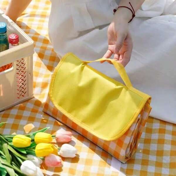 Portable Outdoor Picnic Blanket Waterproof Beach Mat Picnic Mat Moisture-Proof Lattice Multi-Camping Mat