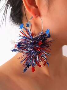2 pièces Boucles d'oreilles à feux d'artifice larges et brillantes, boucles d'oreilles de fête exagérées de style de rue rouges/blanches/bleues, boucles d'oreilles pour femmes avec ambiance de festival