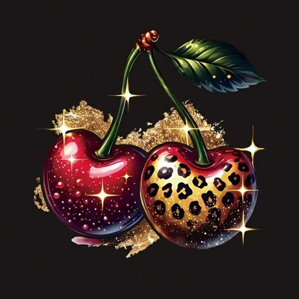 1pc/2pcs/3pcs Shiny Leopard Cherry Heat Transfer Washable Stickers, DIY For Men & Women Clothes, T-Shirts, Sweatshirts, Pillows, Backpacks, Handbags, Decals, Birthday Gifts