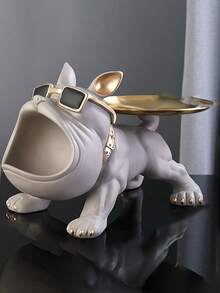 1pc Bulldog Figurine Storage Decor, Large Mouth Dog Statue Artistic Crafts, Home Living Room Office Bookshelf Decor, Tabletop Display Foyer Decoration, Handmade Home Decor Style Doll, Suitable As Small Gift, Home Essentials