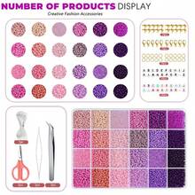 1 Set Of 4 Dual Colored Bead Mix Set With Accessories, Suitable For DIY Bracelet, Necklace, And Waist Belt Decorations For Mother's Day, Easter, School Events, And Weddings - DIY Supplies - View 7