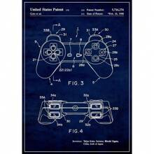 1 peça/3 peças pôsteres de artes de parede, projeto de controle de jogo vintage, patente, pôster de jogo legal, pintura em tela, arte de parede, adequada para sala de estar, decoração de sala de jogos familiar, sem moldura/emoldurada