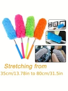 1 Set ausziehbarer, extrafein fasriger Staubwedel, wiederverwendbar, waschbar, biegsam mit teleskopischem Griff, geeignet für Zuhause und Büro - ideal zum Reinigen von Deckenventillatoren, Fenster und Möbeln. Extrafein faseriger ausziehbarer manueller Staubreiniger für Klimaanlage, Federn, Auto und Möbel zu Hause