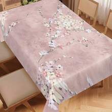 1pc Delicate Cherry Blossom Pattern Tablecloth - Essential For Home Decor, Suitable For Picnic, Camping, Wedding, Birthday Party, Restaurant - Durable Tablecloth For Home And Holiday Decor - Black - View 4