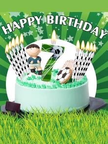 6pcs Black & White Soccer/Football Pattern Birthday Party Cake Decorative Candles - Multicolor - View 3