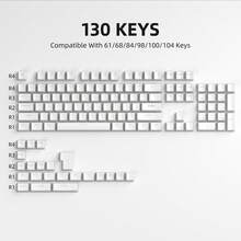 MageGee 130 Keys Pink Pudding Keycaps, PBT Keycaps Set Custom Keycap Set, OEM Profile, Universal Compatiability For 100%, 75%, 65%, 60% Keyboard - White - View 3