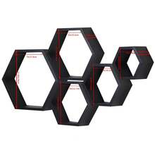 Hexagon Floating Shelves,Wall Mounted Wood Farmhouse Storage Honeycomb Wall Shelf Set Of 5,For Bathroom, Kitchen, Bedroom, Living Room,Office,Driftwood Finish - Multicolor - View 6