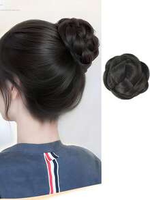 1 件合成假发抓发髻合成假发耐热头发抓握和夹花蕾头适合女性日常穿着和聚会