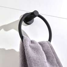 1 Anello portasciugamano rotondo, più resistente in acciaio inossidabile, per montaggio a parete in bagno, anello portasciugamano nero opaco e argento, porta asciugamani da mano, per bagno e cucina, set portasciugamani, regalo per la Festa della Mamma