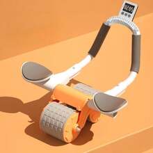 Rueda para abdominales con rodillera y temporizador, rueda de ejercicio abdominal con rebote automático y soporte para los codos para mujeres y hombres. - Naranja - Ver 2