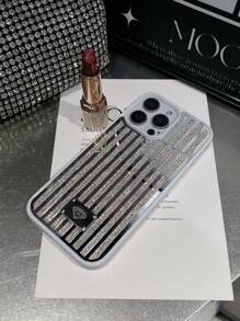 1pc Multicolor Mirror Rhinestone Inlaid Chain Design Cell Phone Case With Skin-Friendly & Comfortable Feel, Applicable For IPhone 16