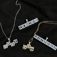 Exclusive Customized Hip-Hop Style Small Square Necklace, Fried Street Fashion, Suitable For Men And Women - Gold - View 5